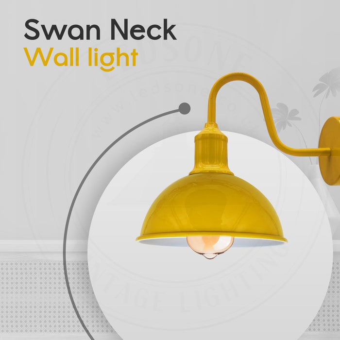 Modern Industrial Swan Neck Metal Arm E27 Sconce Wall Light Set Fixture