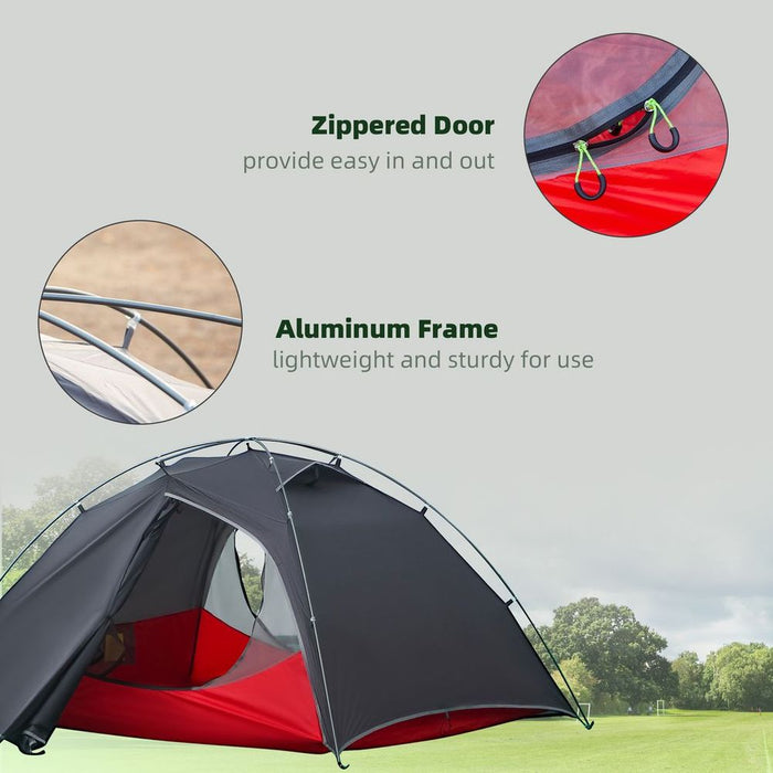 Camping Tent Compact 2 Person Dome Tent for Hiking & Garden - Dark Grey