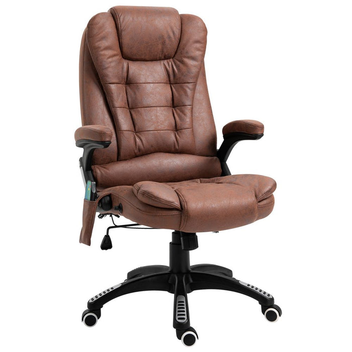 Executive Reclining Chair w/ Heating Massage Points Relaxing Headrest Brown