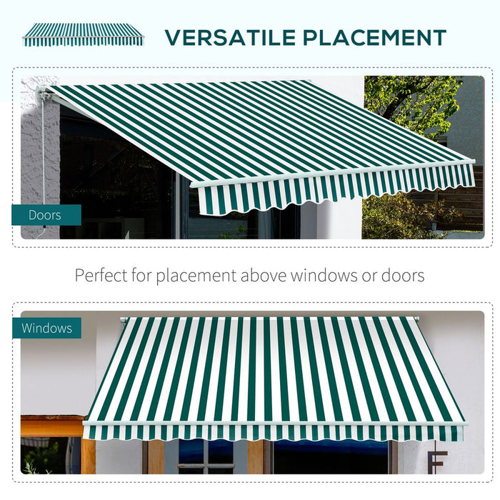 Outsunny Awning: Dark Green White Stripes 3.5x2.5M