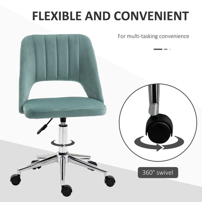 Luxurious Velvet Swivel Office Chair - Green - High Back - Comfortable - 120kg Capacity