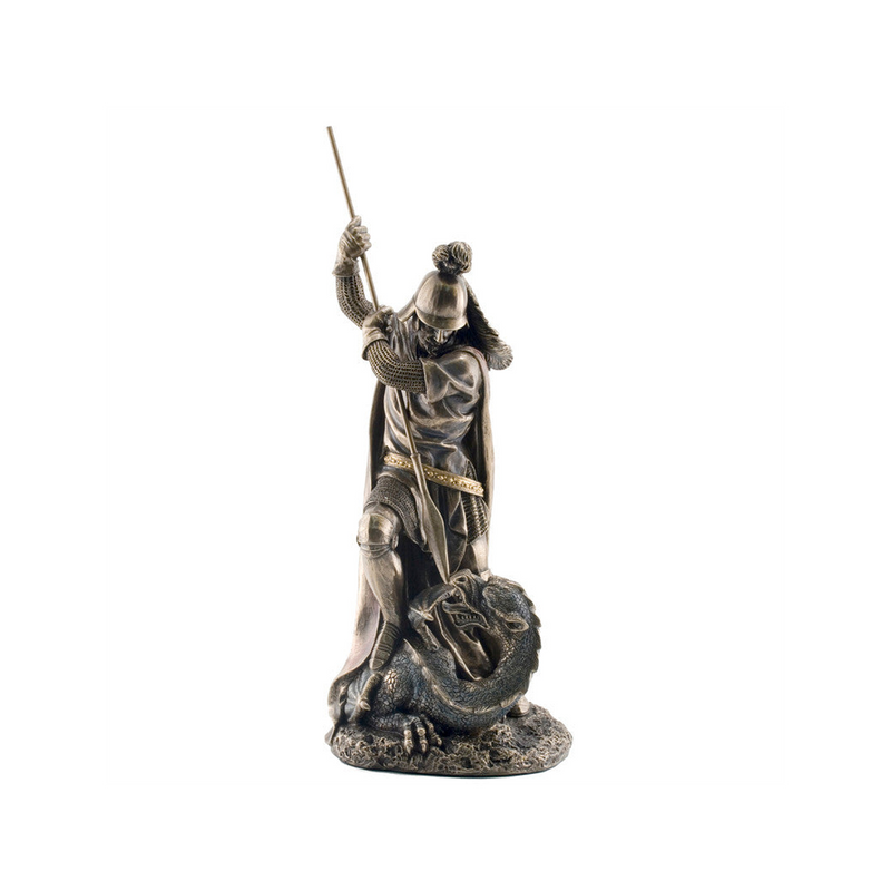 St George Vs The Dragon (hand-cast statue sculpture) 30.5cm Height