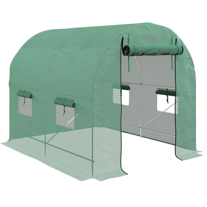 Premium 2.5x2m Polytunnel Greenhouse w/ Steel Frame & Roll-up Door - High-Quality, Durable & Easy Assembly