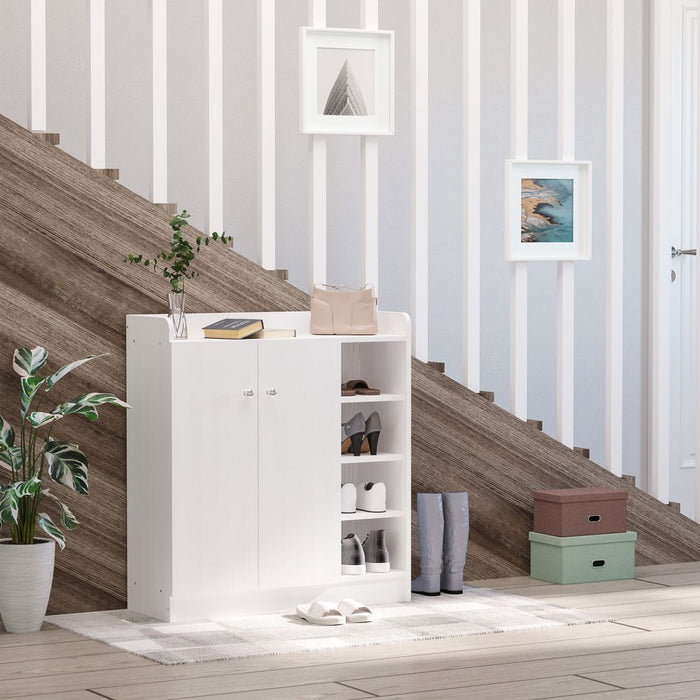 Premium Shoe Storage Cabinet - Adjustable Shelves, Sleek White Design