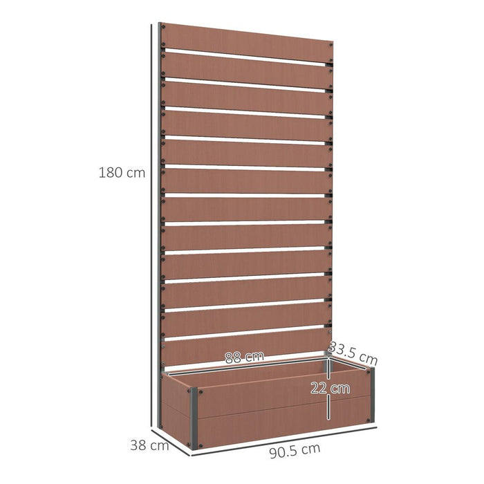 Outsunny Raised Garden Bed with Trellis Standing Patio Planter Box Light Brown