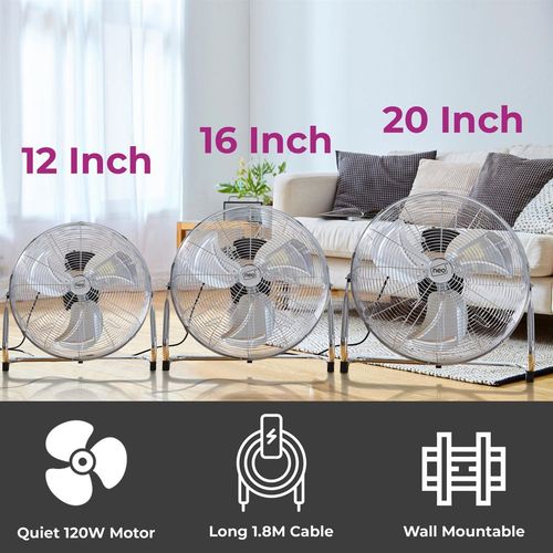 Neo High Velocity Chrome Metal Floor Freestanding Fan � 12 Inch