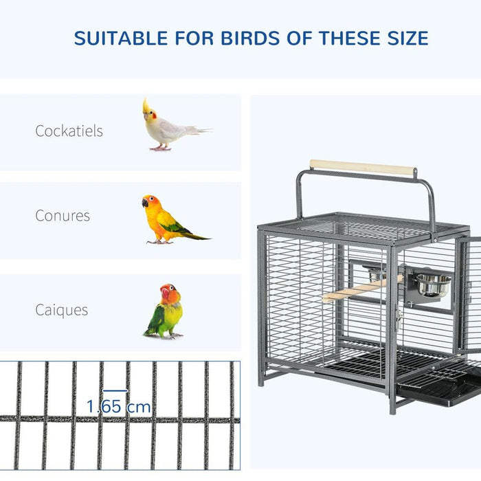 Premium Parrot Cage - Spacious & Portable Carrier - Ideal for Cockatiels, Conures, African Greys