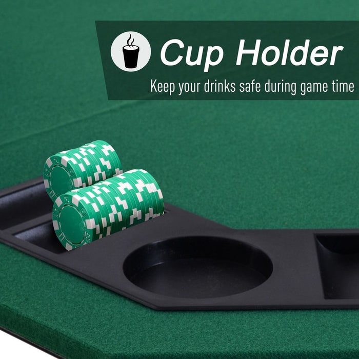 Premium Foldable Poker Table Top - 1.2m/48 Inches - 8 Players - Blackjack Chip Trays - HOMCOM