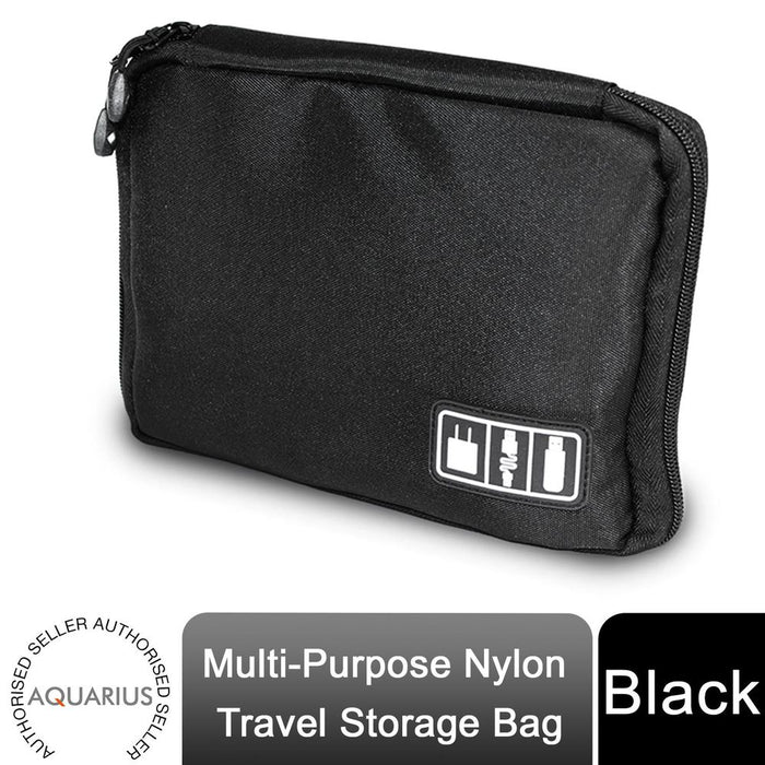 Aquarius Multi-Purpose Travel Electronics Organizer Bag, Black. Perfect for Cables, Chargers, Flash Drives, and More!