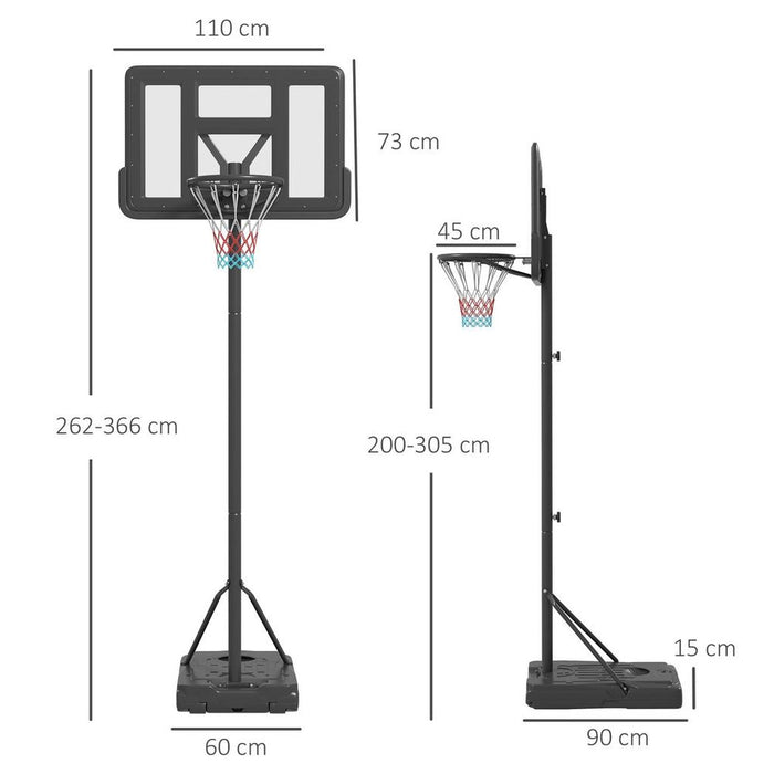 SPORTNOW Portable Basketball Hoop w/ Wheels, Adjustable Height, Black