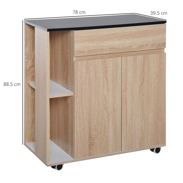 Kitchen Storage Trolley Cart Cupboard Rolling Island Shelves Cabinet Wheels