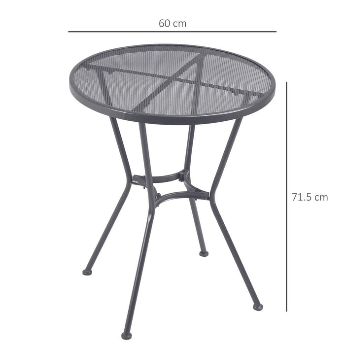 Premium 60cm Round Metal Bistro Table - Strong, Stylish, Grey Mesh Top - Perfect for Outdoor Dining!