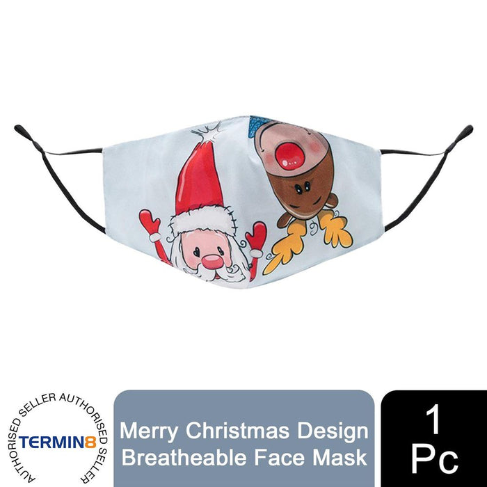 Termin8 Unisex Face Mask Printed Christmas Design, Lightweight & Breathable