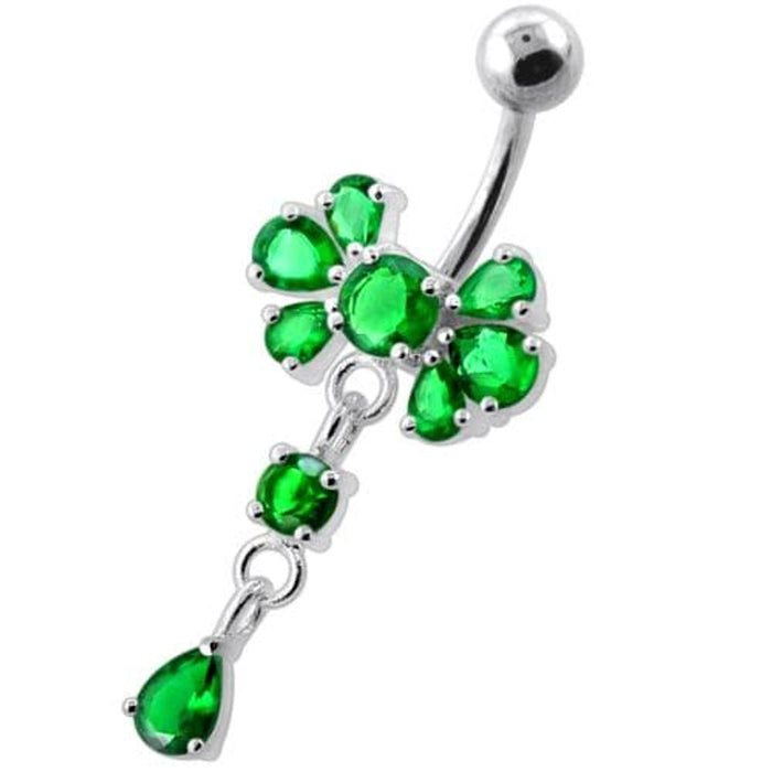 Fancy Flower Jeweled Navel Belly Ring