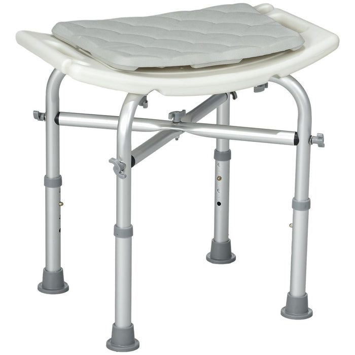 HOMCOM Adjustable Aluminium Shower Stool - Senior Disabled Bath Seat