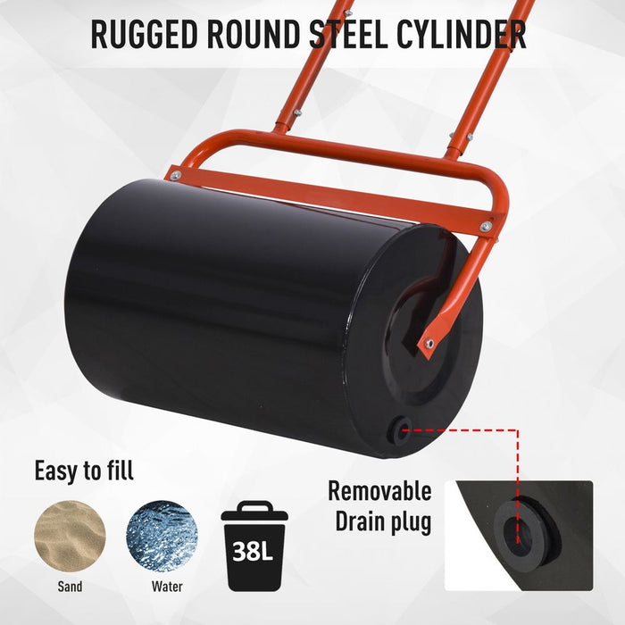 Combination Push/Tow Lawn Roller Filled with 38L Sand or Water | High-Quality Steel | Garden Outsunny