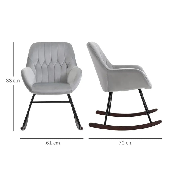 Modern Rocking Chair with Steel Frame Sponge Padding for Home Office Grey