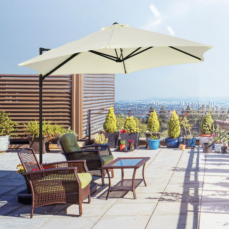Premium 2.5M Garden Cantilever Parasol - 360 Rotation, Cross Base - Beige
