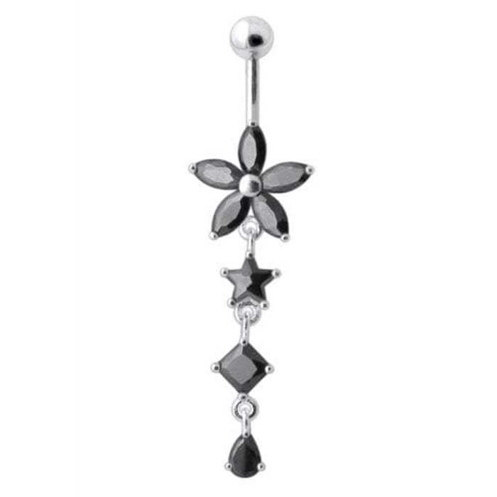 Flower Stone Studded Jeweled Flower Navel Ring