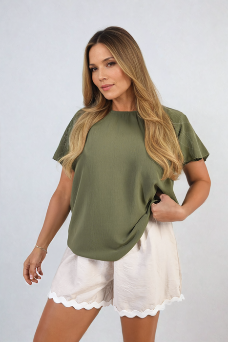 Leilani Ruffle Short Sleeve Top - Playful & Feminine Style, Perfect for Any Occasion! ✨👚