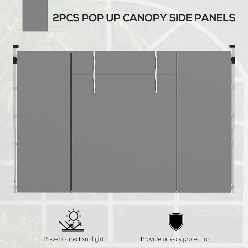 Premium Grey Side Panels for Outsunny 3x3m or 3x6m Pop Up Gazebo - 2 Pack