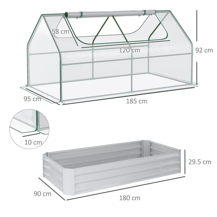 Steel Raised Garden Bed Planter Box with Greenhouse - Dual Use - Clear - Professional Quality