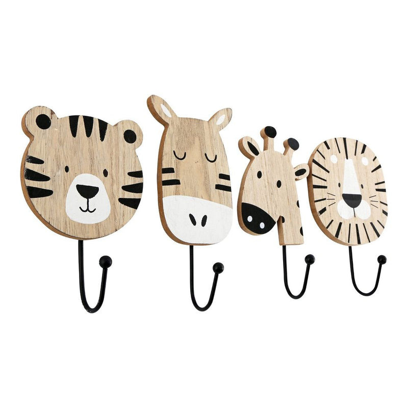 Lion, Giraffe, Elephant & Zebra Hooks - Adorable Animal Carvings for Kids' Rooms