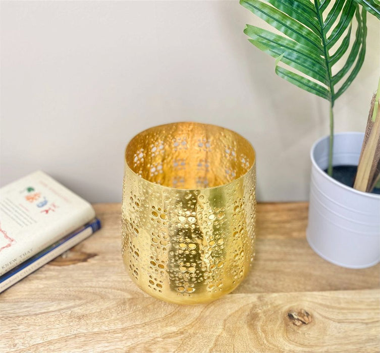 Dazzling Gold Candle Pot - 20cm | Moroccan Style | Romantic Atmosphere