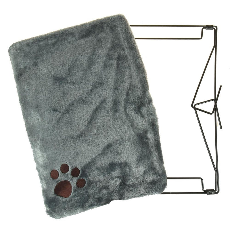 Cozy Cat Radiator Bed - Super Soft Fur, Strong Durable Frame, Grey w/ Paw Print - Perfect for All Cats & Kittens