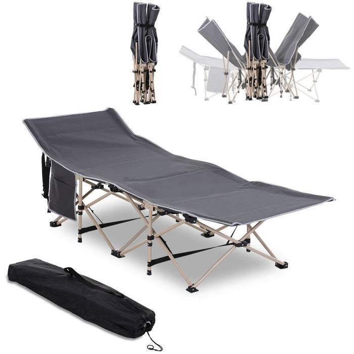 Outsunny Military Sleeping Cot - Portable, Durable, and Comfortable for Outdoor Camping - Grey