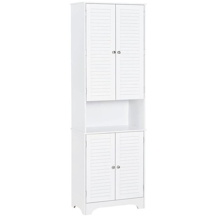 183x60cm Tall Freestanding Bathroom Cabinet Retro Shutters 3 Compartments White