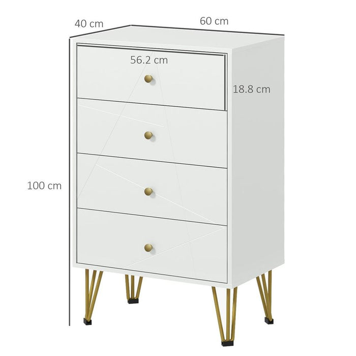 HOMCOM 4-Drawer Dresser: Stylish, Spacious Storage for Bedroom, High-Quality