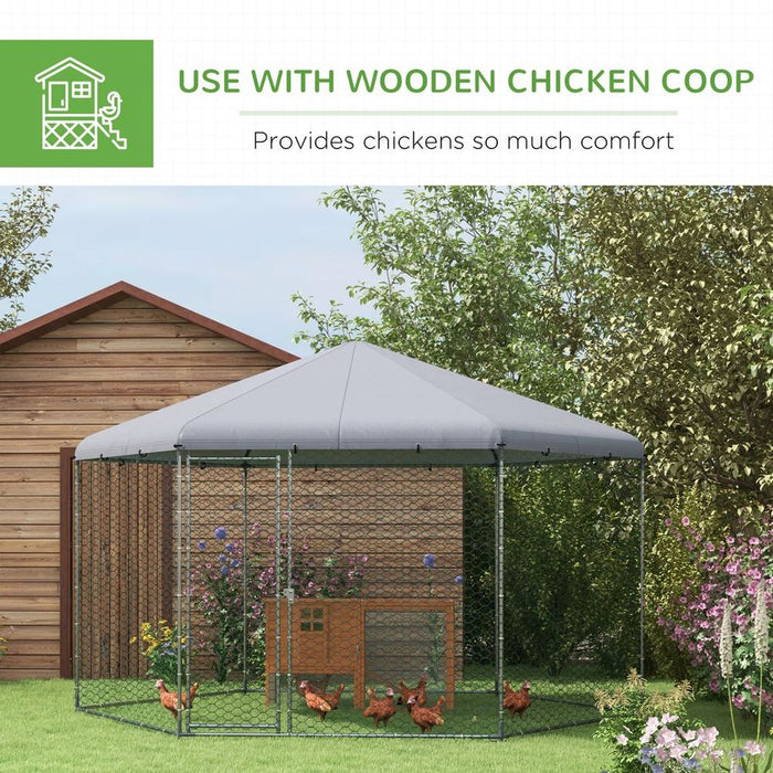 PawHut Walk in Chicken Run-10-15 Chickens, Hens, Rabbits, Ducks. Spacious, Covered, Predator-Proof. High-Quality.