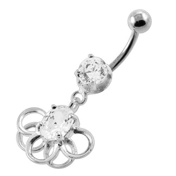 Rings around the Round Stone Navel Belly Button Piercing