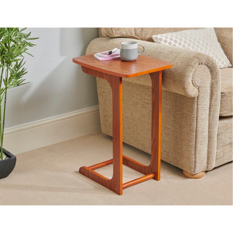 Greenhurst C Shaped Sofa Side Table, Compact Size Veneer Finish W30 x D44 x H60cm