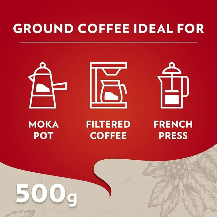 Lavazza Qualità Rossa, Ground Coffee Espresso 500 g (Pack of 2)