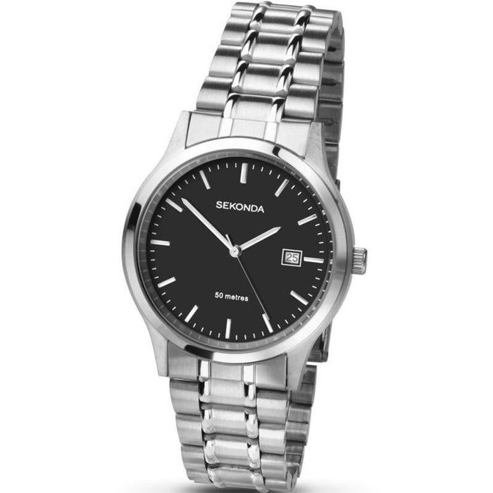 Sleek Stainless Steel Mens Watch with Date Function - 50m Water Resistance