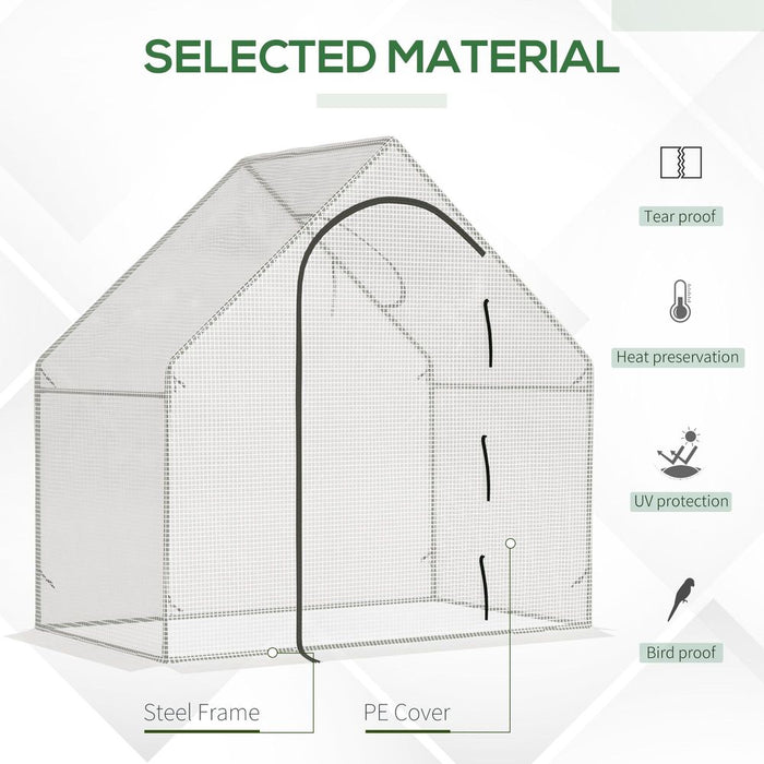 Premium Walk-In Greenhouse | 180x100x165cm | White | Steel Frame | Accessories Included