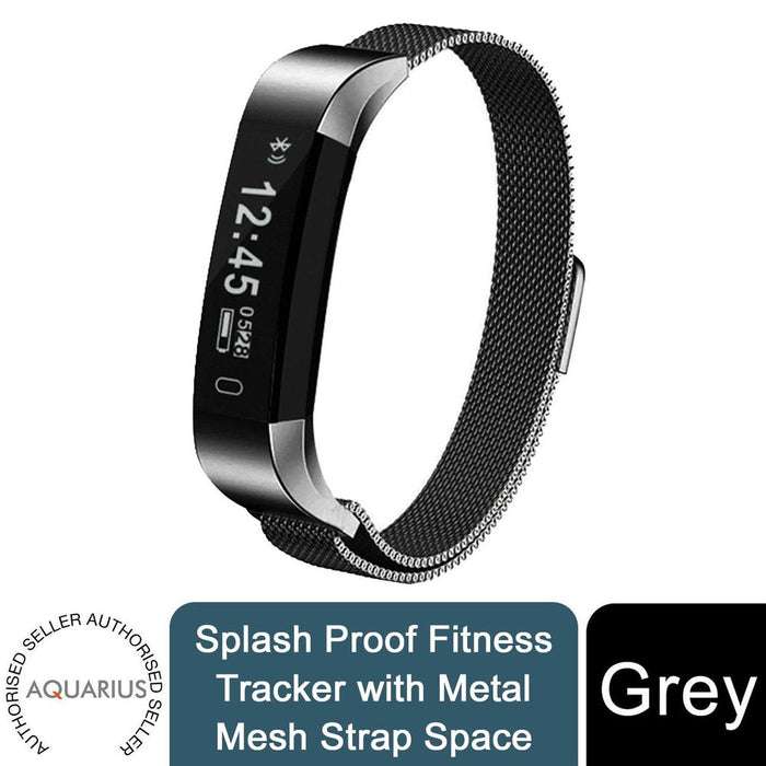 Aquarius AQ115 Splashproof Fitness Tracker - Metal Mesh Strap - Space Grey