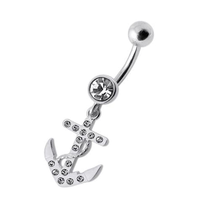 Fancy Jeweled Anchor Dangling Belly Ring