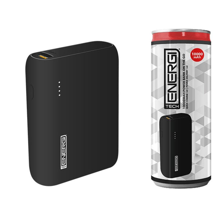 Tech Energi® TE100 PD QC 3.0 10000mAh Power Bank - Black. Fast Charge. Portable. Lifetime Warranty.