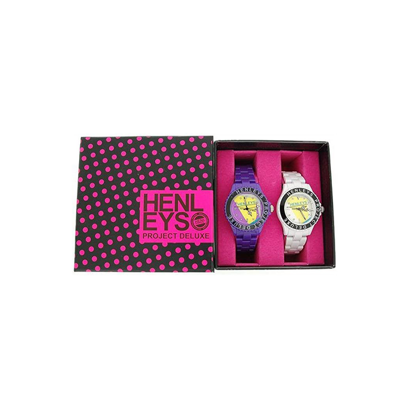 Henleys Project Deluxe Women's Set of 2 Plastic Watches Purple-White - CLEARANCE SALE - LIMITED STOCK