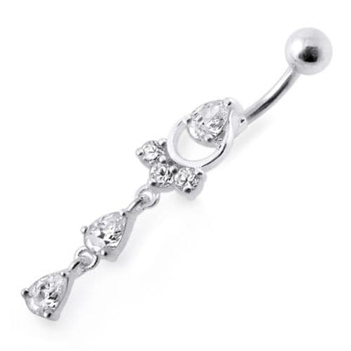 Fancy Jeweled Pear Shape Dangling Belly Ring