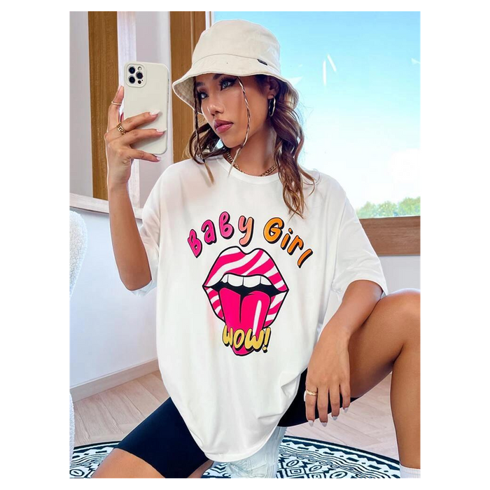 Ladies Baby Girl Printed Oversized T Shirt Top