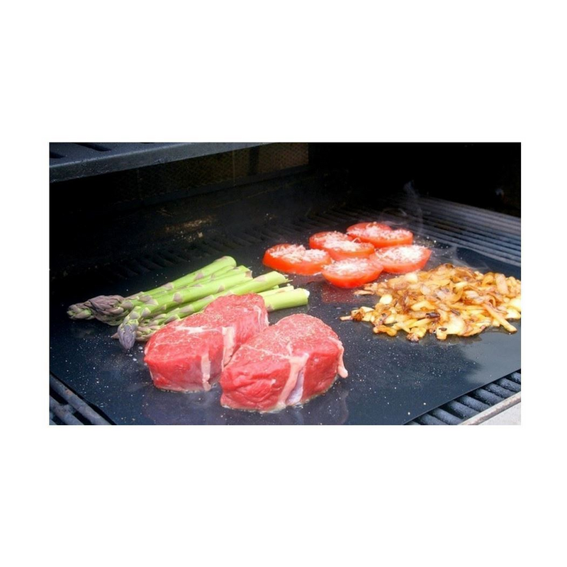 Vinsani Non-Stick BBQ Grill Mat (40 x 33 cm) – Universal Barbeque Baking Oven Liners Reusable and Dishwasher Safe Indoor Outdoor BBQ Cooking Mats for Charcoal Electric Gas Grill Kitchen Ovens – Black