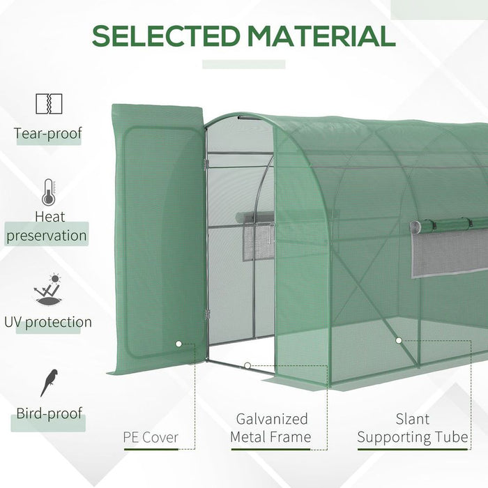 Outsunny 3x2M Walk-in Polytunnel Garden Greenhouse - High-Quality Steel Frame, Durable PE Cloth & Reinforced Design