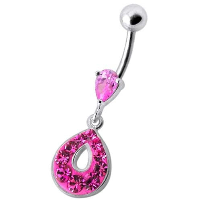 Fancy  Jeweled Pear Shape Dangling Navel Ring