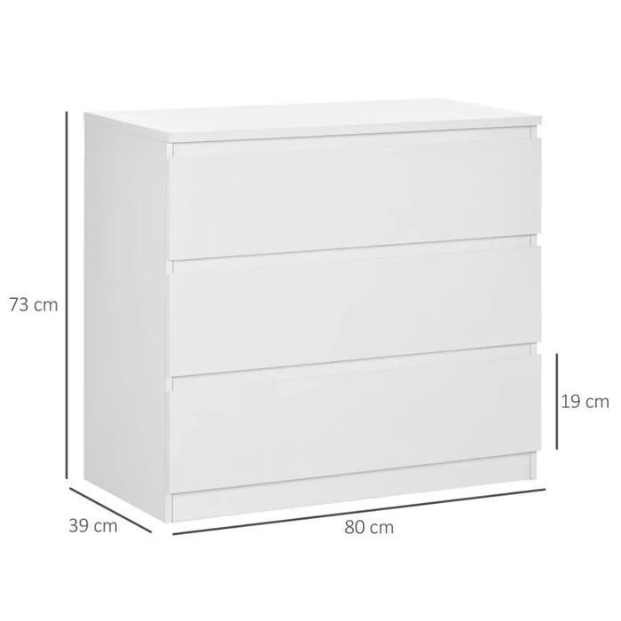 Chest of Drawers 3-Drawer Dresser Storage Organiser for Bedroom, White