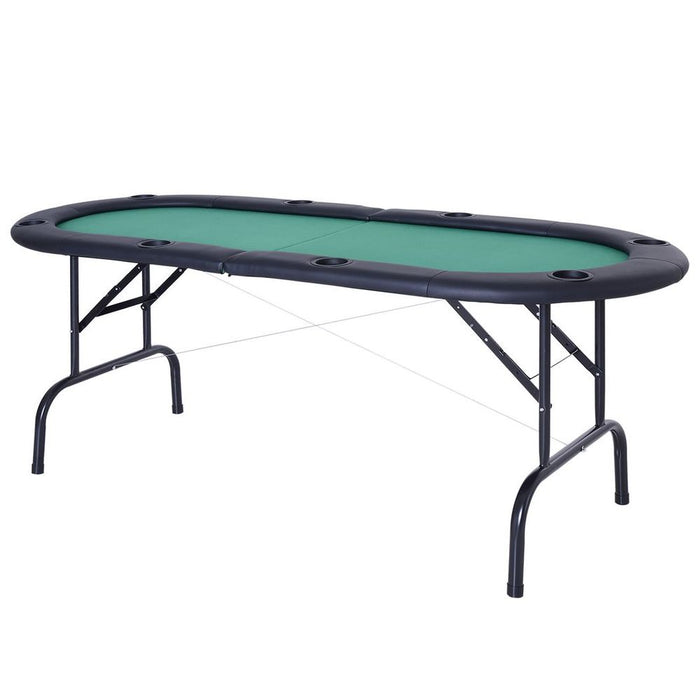 Premium Foldable Poker Table - Casino Top, 8 Players, Game Trays, Drink Holder