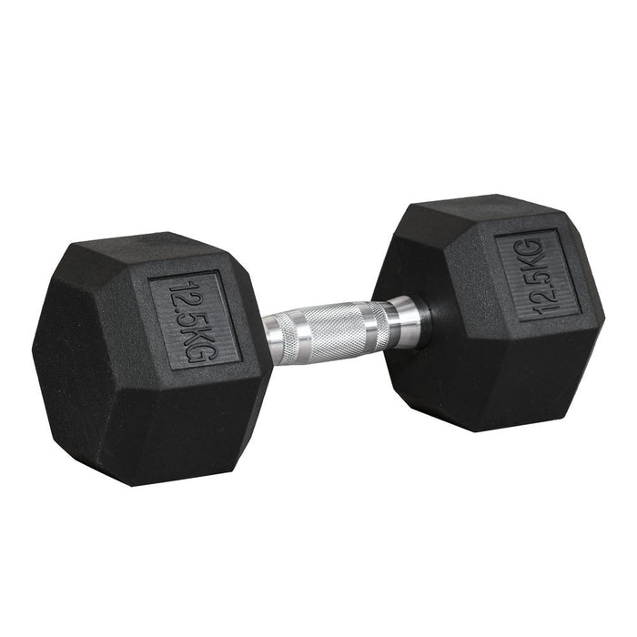 Premium 12.5KG Rubber Hex Dumbbell Set - High-Quality Hand Weights for Home Gym - HOMCOM